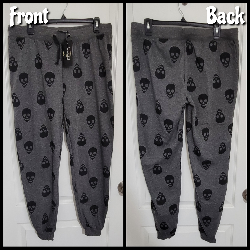 Skull Joggers XL Grey Black Cotton Polyester